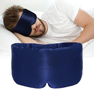 ATreebag Silk Sleep Mask for Women Men, Mulberry Silk Eye Sleeping Mask & Blindfold with Adjustable Velcro Strap, Blackout Eye Cover for Sleep Travel Yoga Nap, Large Size (Navy Blue)