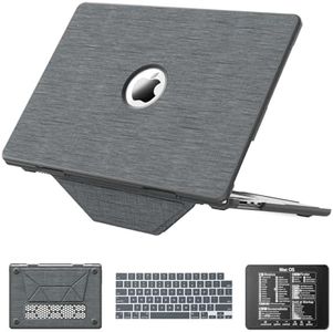 KAIJIAbox Case for MacBook Air 15 Inch Case,Foldable Stand and Mouse Pad/Bag, Exquisite Plastic Hard Shell,Woven Fabric Protective Cover for MacBook Air 15 Inch(2022/2024)[M2 A2941/M3 A3114](Grey)