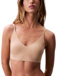 Calvin Klein Women's Invisibles Wirefree Lightly Lined Triangle Bralette, Bare, L