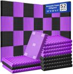 52 Pack Acoustic Foam Panels,1" x 12" x 12"Acoustic Wedge Studio Foam Sound Absorption Wall Panels (Black/Purple)