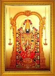 ADA Handicraft Lord Tirupati Balaji With Lakshmi Tanjore Religious Painting Wood God Photo Frame (35 * 25cm)