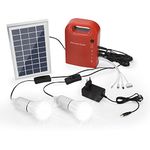 GutReise Portable Home Outdoor Small DC Solar Panels Charging Generator Power Generation System 4.5Ah / 6V Lead-acid Batteries with 6000K-6500K White LED Bulb and Mobile Phone Charging Function