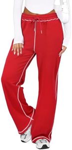 DISCIPBUSH Track Pants Women - Soft Wide Leg Sweatpants Women Drawstring Lounge Pants Joggers with Pockets Red M