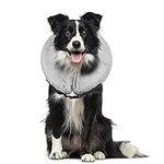 Protective Inflatable Collar for Dogs and Cats, Soft Pet Recovery E-Collar with Adjustable Buckle, Great for Recovery from Surgery or Wounds and Does Not Block Vision (M, Grey)