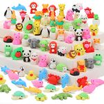 70Pcs Animal Erasers - Desk Pets, 3D Take Apart Pencil Erasers Classroom Rewards,Game Prizes,Treasure Box Party Favors for Kids