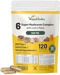 Mushroom Complex 6 Lions Mane Mushroom Supplement 120 Capsules High Strength Vegan Supplement with Lions Mane, Reishi, Chaga Mushroom Powder, Shitake, Cordyceps & Maitake (120 Capsules)
