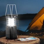 Hand Crank Camping Lantern Solar Powered, 3000 Rechargeable LED Lantern Flashlight with USB Charger, Collapsible Waterproof Survival Kit Emergency Lantern Tent Light for Hurricane, Power Outage & Home