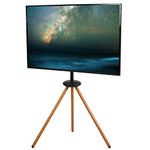 VIVO Artistic Easel 43 to 65 inch LED LCD Screen Folding Studio TV Display Stand, Adjustable TV Mount with Collapsible Swivel and Tripod Base, Max VESA 400x400, Dark Walnut Legs, STAND-TV65F