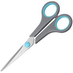 Asdirne Scissors, Stainless Steel Blades, Soft Grip Handle, Suitable for Households,Offices and Schools, All Purpose, Blue/Grey, 16.2 cm