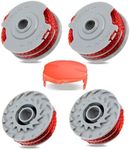 Viilich 4pcs Strimmer Spool Compatible with Flymo FLY021 513937190,Double Autofeed Spool and Line Φ1.5mm Replacement for Contour Mini Trim Multi Trim Power Trim Revolution with 1 Spool Cover FLY060