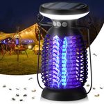 Bug Zapper, Solar Mosquito Killer Lamp, Electric Rechargeable 4000mah Fly Zapper, Waterproof Hangable Cordless Insect Killer with 360° Pest Control & LED Light for Indoor Outdoor Home Office Camping