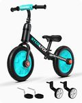 Eilsorrn Balance Bike for Kids 2-5 Years - 3-in-1 with Training Wheels, Detachable Pedals, Blue