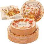 LIYH 150pcs Thanksgiving Paper Plates and Napkins,Thanksgiving Plates Disposable Paper Plates for Thanksgiving Decor, included 50 Dinner Plates 50 Dessert Plates 3Ply 50 Napkins