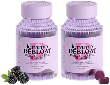 Lemme Debloat - Digestive & Gut Health Gummies with 2 Clinically Studied Probiotics & Prebiotic, Vegetarian, Gluten Free, Non GMO, BlackBerry Flavor (60 Count) (Pack of 2)