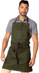 Under NY Sky Knife-Roll Forest Green Apron - Heavy-Duty Canvas, Leather Reinforcement - Adjustable for Men and Women - Pro Chef, Barbecue, Butcher, Bartender, Woodworker, Tool Aprons