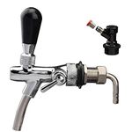 OneBom 2 in 1 Beer Tap, with Flow Control, Black Handle Lever & Liquid Ball Lock Post (2' Adjustable Tap)