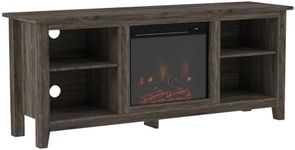 Walker Edison Essential 58" Rustic Farmhouse Fireplace TV Stand - Charcoal, Black