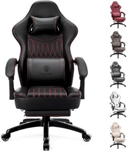 Dowinx Gaming Chair Breathable PU Leather Gamer Chair with Footrest Massage Lumbar Support, Big and Tall Ergonomic Reclining Computer Chair with Pocket Spring Cushion for Adults Teens(Black)