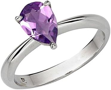Dazzlingrock Collection Sterling Silver 9X7 MM Pear Amethyst Solitaire Bridal Teardrop Engagement Ring, Size 7.5