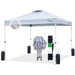 Acepic 10x10 Pop Up Canopy Tent,300D Silver-Coating Top,Easy Setup Pop Up Canopy Tent Instant Portable Shelter with 1-Button Push and Wheel Carry Bag, Bonus 8 Stakes and 4 Canopy Weights (White)