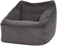 icon Morgan Cord Bean Bag Chair, Charcoal Grey, Giant Bean Bag Armchair, Large Bean Bags for Adult with Filling Included, Living Room Furniture Bean Bag Chairs