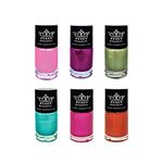 PUEEN Rocking Metallic Stamping Nail Polish Nail Art Color - Set of 6 Metallic Colors - 12ml each - BH000994