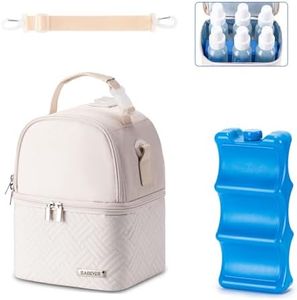 BABEYER Breastmilk Cooler Bag with Ice Pack Fits 6 Baby Bottles up to 9 Ounce, Breast Milk Pump Cooler Bag with Shoulder Strap for Nursing Mom Daycare, Work, Travel- Cream