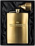 8oz Gold Flask For Liquor + Funnel 