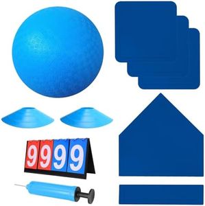 Fancemot Kickball Set with Bases and Ball - 8.5" Kickball, Rubber Throw Down Bases, Sports Traning Cones, 7" Pump and 14" Scoreboard - Perfect for Playground and Backyard Game