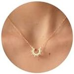 Txdvbls Gold Necklace for Women 14k Gold Plated Sun Necklace Dainty Sun Pendant Necklace Simple Gold Plated Necklace for Women 16.5"+2" ext