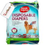 Simple Solution Disposable Diapers for Female Dogs,Absorbent Wetness Indicator,Leak Proof,Adjustable Fasteners,Lasting Dryness XTails Nation|Packof 12 (XXL | Weight: >34 KG | Waist: 56-94 CM)