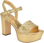 Guess Women's Haldem Sandal, Natural/Gold 710, 7.5