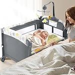 5 in 1 Infant Newborn Baby Crib,Bedside Sleeper,Baby Bassinet,Bedside Cribs with Mattress,Portable Travel Crib