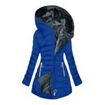 duxyoz Womens Coats Sale Winter Jackets For Women UK Parka Coat Long Winter Coats Black Coat Fur Lined Coat Thick Fleece Hooded Quilted Lightweight Warm Sherpa Lined Padded Overcoat Blue E 5XL