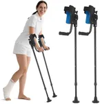 Helivora 3-Angle Adjustable Forearm Crutches for Adult, Folding Crutches with EVA Elbow Support and Extra-Wide Non-Slip Rubber Pads for Leg Injury, Surgery Recovery, Disabled (1 Pair)