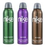 Nike Unisex Black Pepper + Incense + Vetiver Fresh Spray Deodorant For Man - Pack Of 3 (200Ml Each), 3 Count