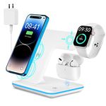 Wireless Charger 3 in 1 Charging Station for Apple Devices: Wireless Phone Stand for iPhone 15/14/13/12/11/Pro/Max/XS/XR/X/8/Plus-Fast Charger Stand for Apple Watch S9-S2 and AirPods