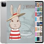 DuraSafe Cases for iPad PRO 11 Inch 2 Generation [ PRO 11 2nd 2020 ] A2228 A2068 A2230 A2231 MY232HN/A MXDC2HN/A MXDE2HN/A Printed Slim Hard Shell Protective Stand Cover - Bunny Hat