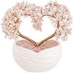 Jovivi Rose Quartz Crystal Heart Money Tree Healing Gemstone Bonsai Tree for Wedding Ceremony Reiki Balancing Energy Meditation Feng Shui Wealth & Good Luck Home Indoor Office Decor 7.87"-8.26"