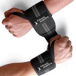 Fitness Mantra® Wrist Band for Men & Women Gym Accessories|Wrist Supporter|Wrist Wrap|Wrist Strap|Hand Grip Band|Weight Lifting Band|WristElastic Band|Size:- 18 x 3 Inches|Color Grey|