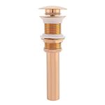 G1-1/4" Push and Seal Pop-up Drain Assembly Brass Sink Drain Stopper Bathroom Faucet Vessel Vanity Drain Stopper without Overflow(Rose Gold)