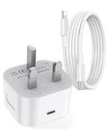 [MFi Certified] iPhone Fast Charger,20W PD 3.0 USB C Power Adapter with 2M USB-C to Lightning Cable,Compatible with iPhone 14/14 Plus/14 Pro/14 Pro Max/13/12/11/XS Max/XS/XR/X/SE/8/iPad/AirPods Pro