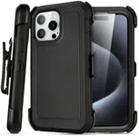 Yowtrey for Black iPhone 16 Pro Case with Belt Clip, for Shockproof iPhone 16 Pro Case Heavy Duty,3 Layers of Sturdy,Anti-Drop,Military-Grade Defender Cover for iPhone 16Pro Case Black