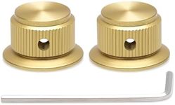 Muelnmey 2/4 PCS Screw Style Aluminium Potentiometer Knobs 1/4" Universal Top Hat Knobs Bell Volume Tone Control Knobs. (Gold Without Indicator-1, Pack of 2)