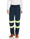 Red Kap Men's Enhanced Visibility Cargo Pant, Navy Fluorescent Yellow Trim, 36W x 30L