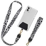 takyu Phone Lanyard, 2 Pieces Neck Strap and Wrist Tether Key Chain Holder Universal Phone Case Anchor for Protection compatible with iPhone, Samsung Galaxy and All Smartphones (White Leopard)