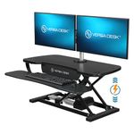 VERSADESK PowerPro 36 Inch Electric Standing Desk Converter, Height Adjustable Sit to Stand Up Desk Riser, Laptop and Dual Monitor Desktop Workstation with Wide Keyboard Tray and USB Port, Black