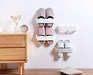 E-Meoly Wall Mounted Shoe Rack 4pcs Pack Plastic Hanging Over Door Shoe Rack Storage Organizer Holder Hanger with Adhesive Tape (White)