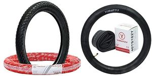 Yimatzu Tracker Tire & Inner tube, TR87 Angled Valve Stem Size 18x2.50, Street Tread, Fits Electric Bikes, Scooters, e-Bikes, Mopeds, Mobility