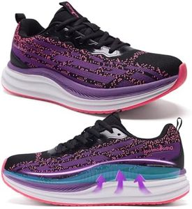Women's Orthopedic Wide Tennis Shoes: Comfortable Plantar Fasciitis Diabetic Arch Support Flat Feet Neuropathy Bunions Recovery Trail Sneakers, Lightweight Casual Hiking Walking Shoes Purple Size 8.5